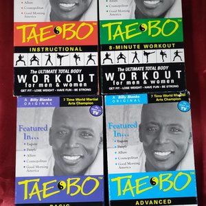 Tae Bo Billy Blanks Set Of 4 VHS Fitness Workout Tapes, Basic Thru Advanced, VTG